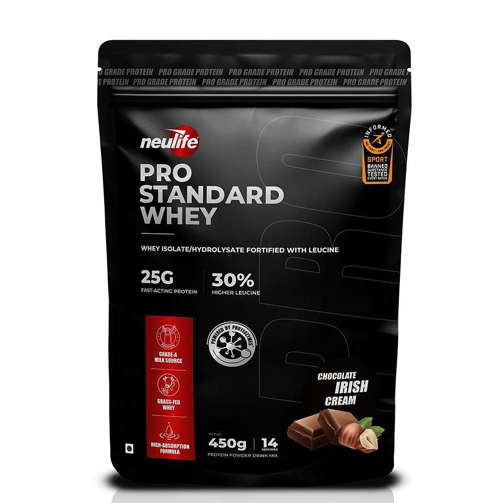 

Neulife Pro-Standard Advanced Grass-fed Whey Protein Isolate Powder with Hydrolyzed Whey Protein. (Chocolate Irish Cream, 450g)…