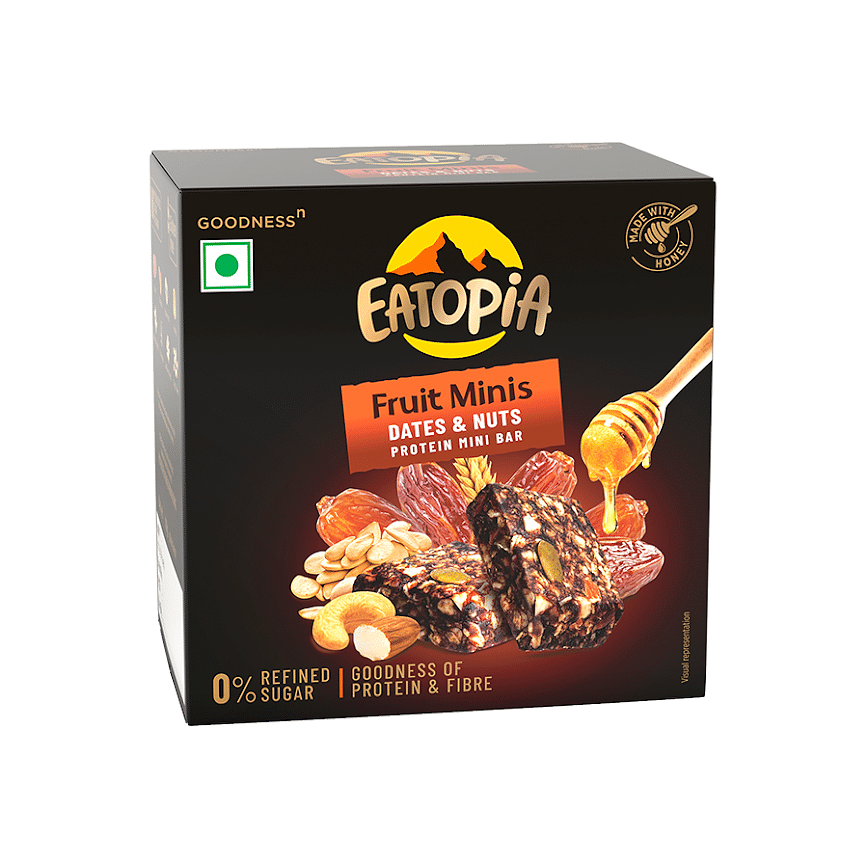 

Eatopia Fruit Minis Dry Fruits Protein Bars with Dates, Oats & Honey, Nuts & Seeds- 100g | Sugar Free Healthy Breakfast Snacks | 100% Natural Energ...