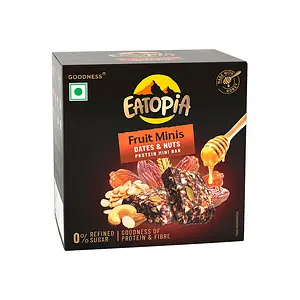 Eatopia Fruit Minis Dry Fruits Protein Bars with Dates, Oats & Honey, Nuts & Seeds- 100g | Sugar Free Healthy Breakfast Snacks | 100% Natural Energy Bar, No Artificial Chemicals