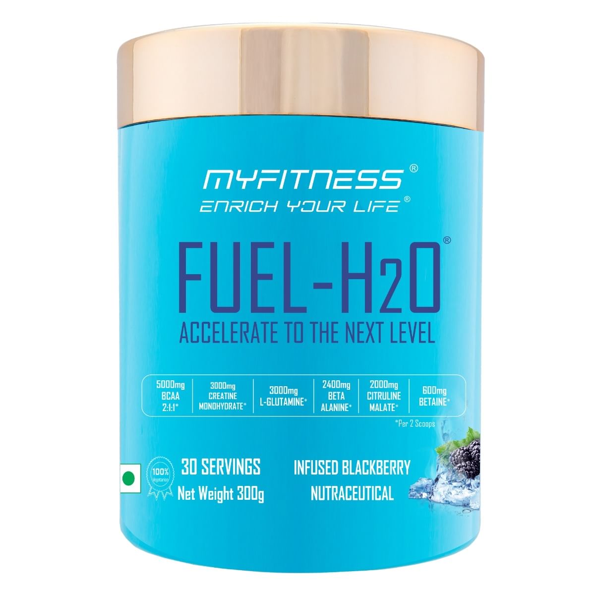 

Myfitness® FUEL-H2O|5000mg BCAA 2:1:1|3000mg Creatine|3000mg L-Glutamine|2400mg Beta Alanine|2000mg Citruline Malate|1000mg Taurine|600mg Betaine| ...