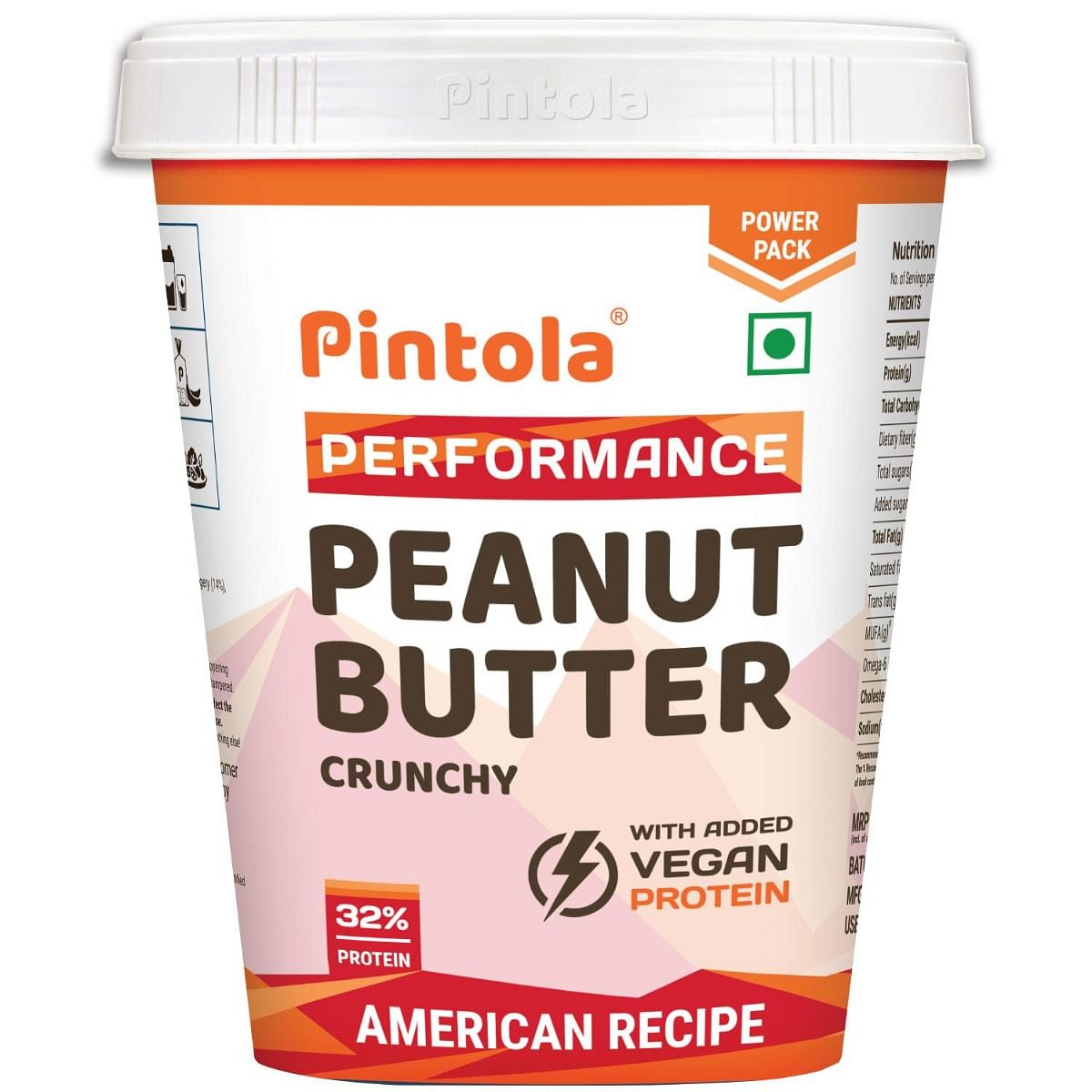 

Pintola American Recipe Performance Series Peanut Butter (Crunchy) - 510g | Vegan Protein | 32% Protein | High Protein & Fiber