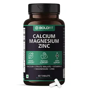 Boldfit Calcium Supplement 1000mg for Women and Men with Magnesium, Zinc, Vitamin D and B12 - Ideal for Bone and Joint Support