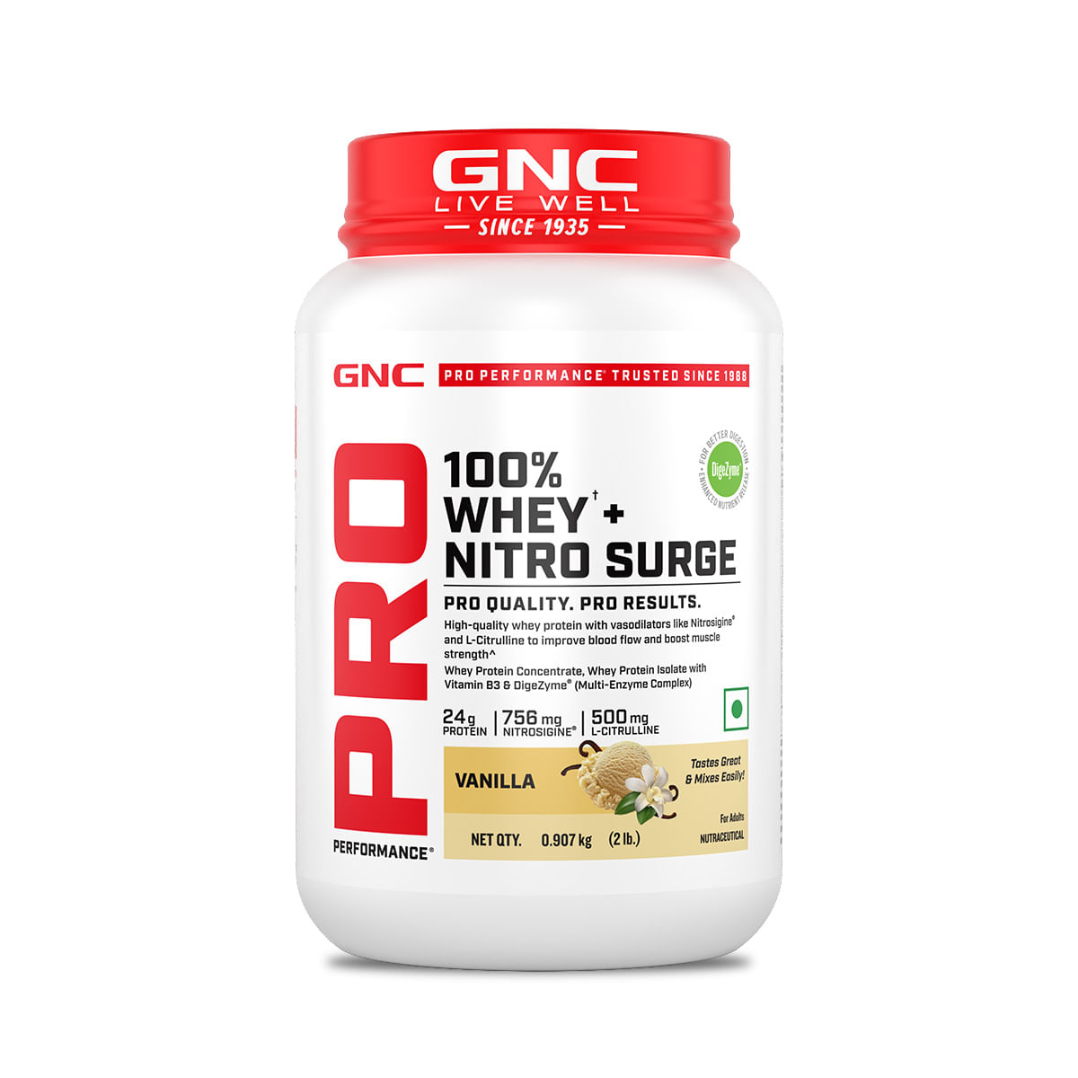 

GNC Pro Perfomance 100% Whey Nitro Surge Vanilla 2lb