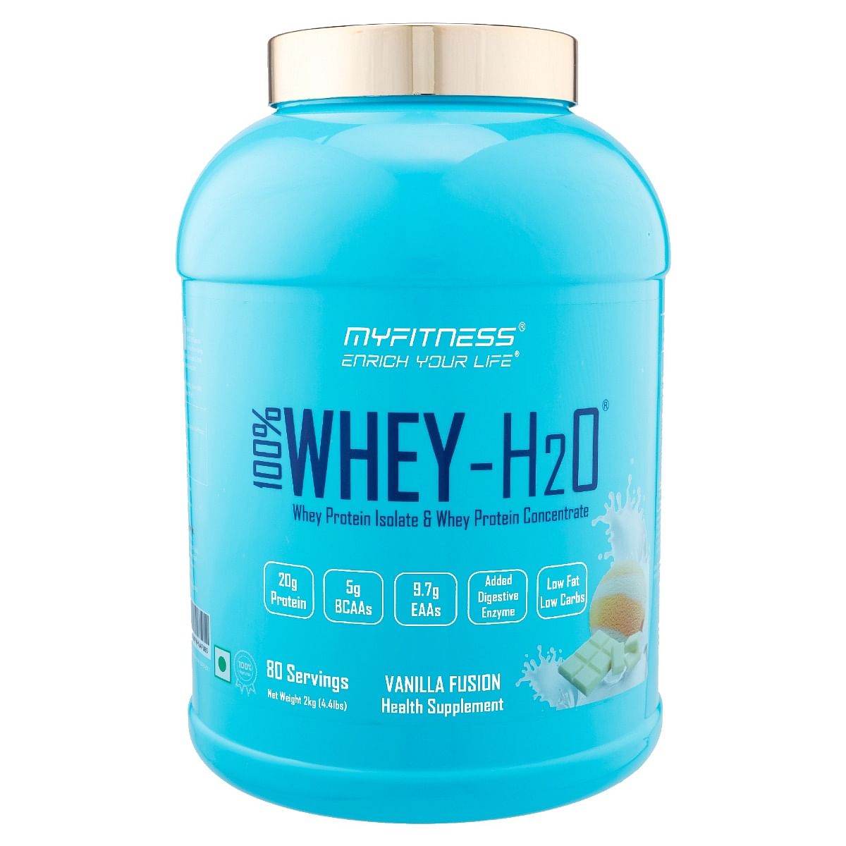 

MYFITNESS ® 100% WHEY-H2O 80 Servings |Whey Protein Powder| Whey Protein Isolate First Source Whey Protein Concentrate Second Source|80% Protein Pe...