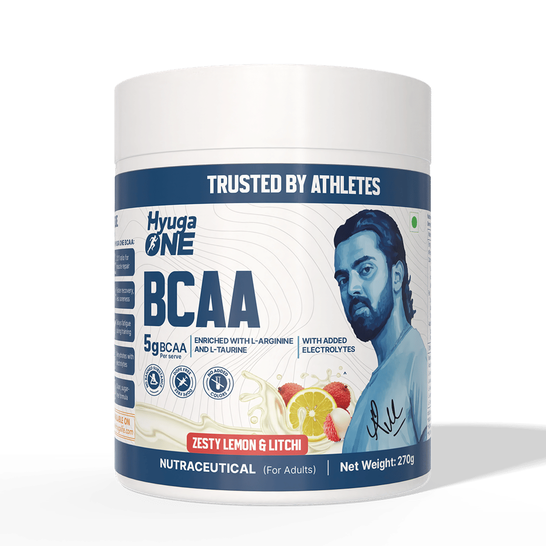 

Hyuga One BCAA Powder (Zesty Lemon & Litchi), 2:1:1 Ratio, 5g BCAA Per Serving, With Electrolytes, L-Arginine & L-Taurine, Sugar Free, 270g
