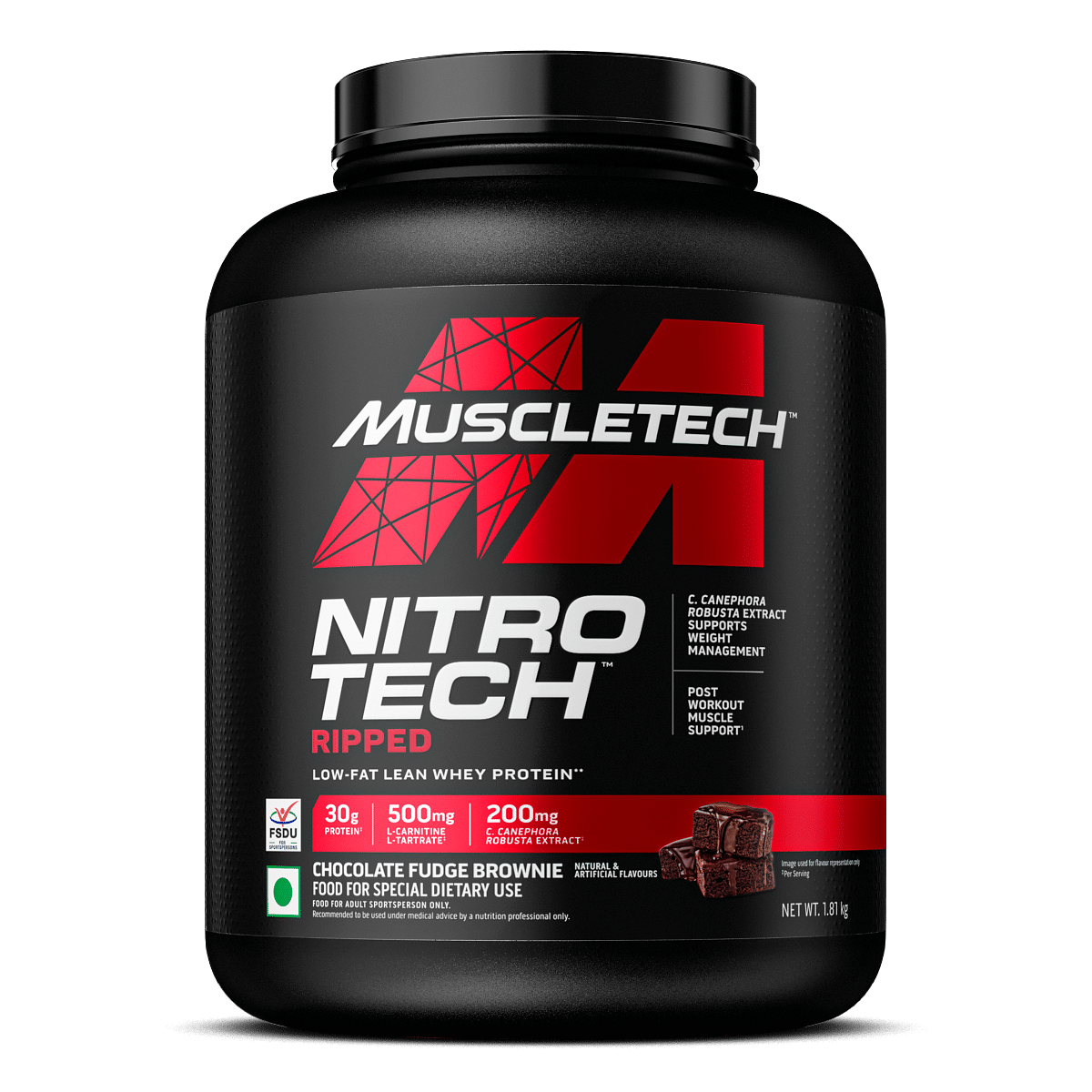 

MuscleTech Nitrotech Ripped 1.81Kg | 43 Serving | 30g Protein | Choclate Fudge Brownie Flavour | Weight Management | Muscle Support