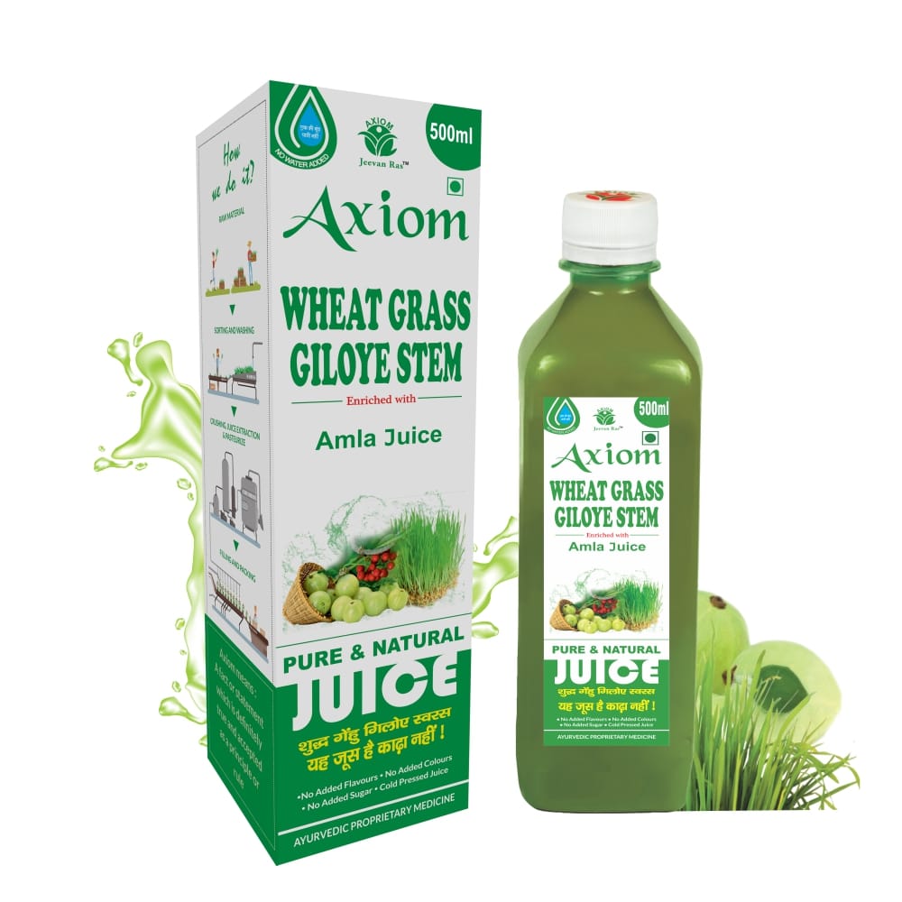 Axiom Wheatgrass Giloye Stem Juice|Natural Blood Purifier|Helpful For Detoxify The Body - 500ml Pack of 2
