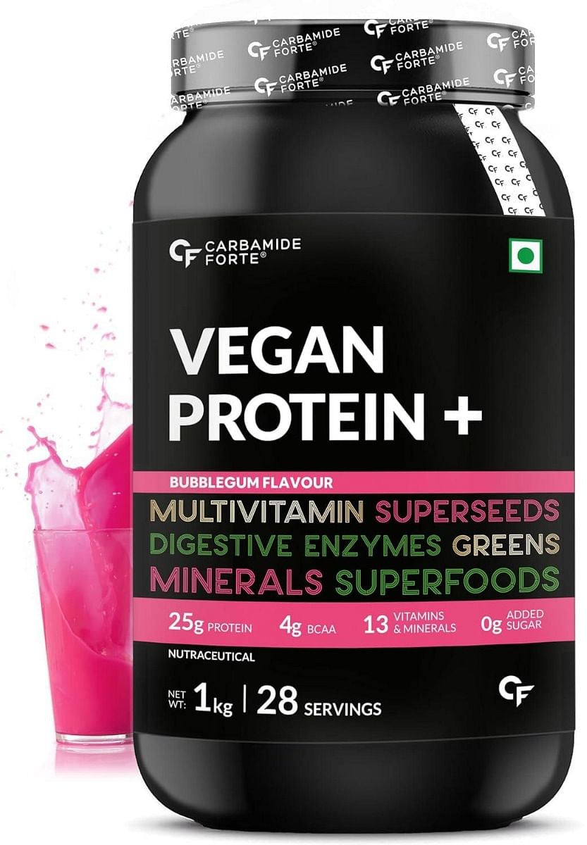 

Carbamide Forte Vegan Protein Powder - Plant Based Pea Protein Powder with Multivitamin, Minerals, Superfoods, Digestive Enzymes - Bubble Gum Flavo...