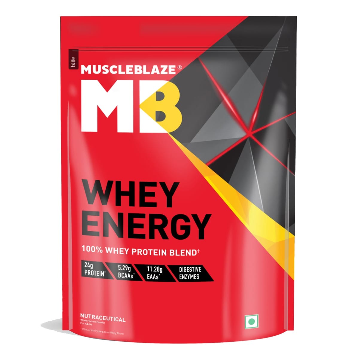 

MuscleBlaze Whey Energy | 24g Protein, 100 Whey Protein Blend, Added Digestive Enzymes (Cold Coffee, 2kg / 4.4lbs)