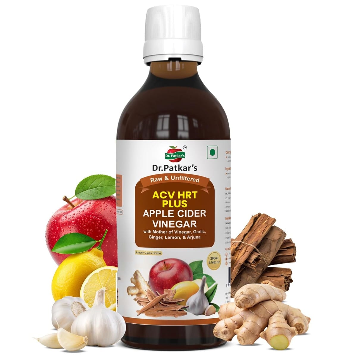 Dr. Patkar's Apple Cider Vinegar with Ginger, Garlic, Lemon & Arjuna (ACV HRT PLUS) + Formula Morning Detox Tonic Heart, Immunity & Digestion Support-image-19