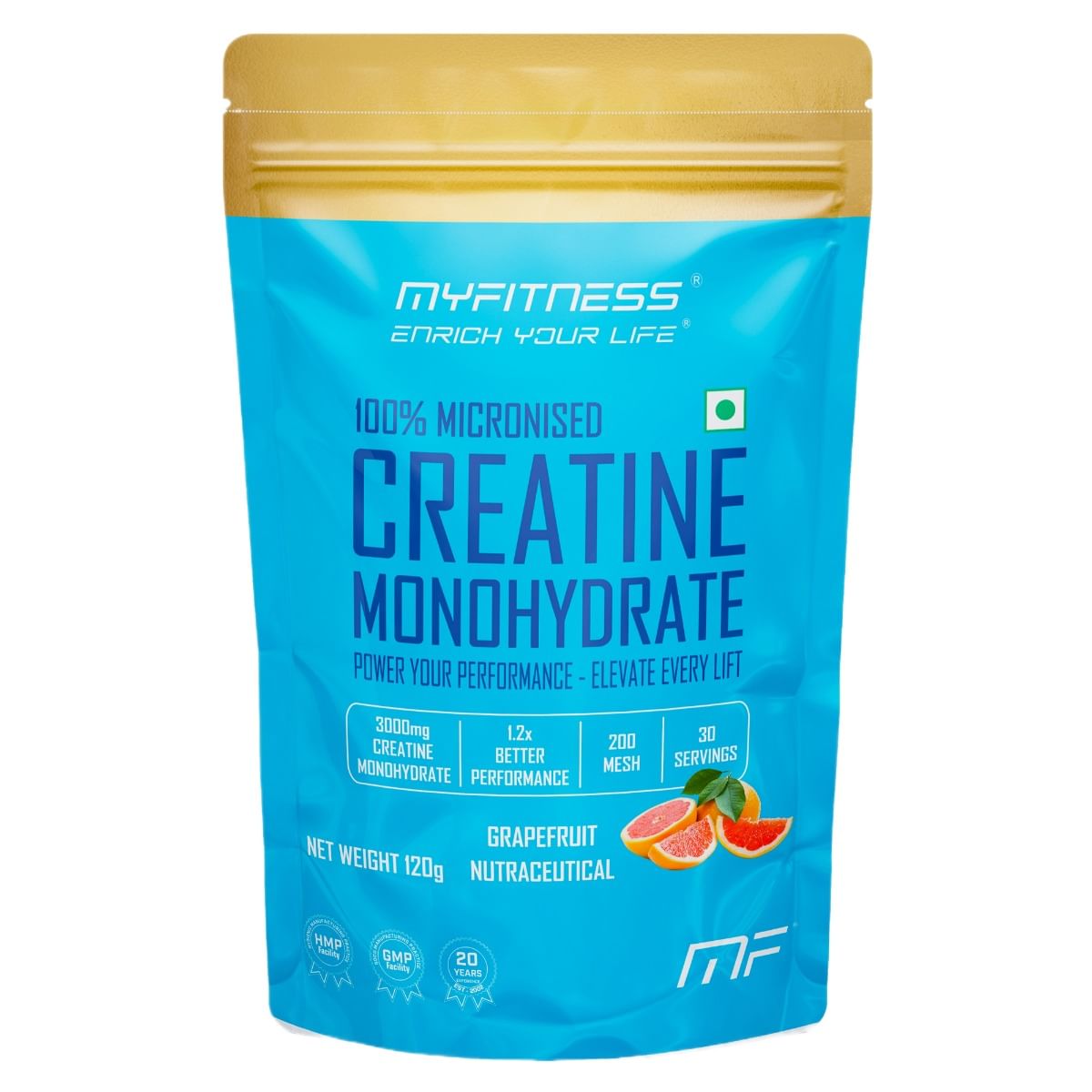 

MYFITNESS 100% MICRONIZED CREATINE MONOHYDRATE| 30 SERVINGS | 120g |WITH ADDED ELECTROLYTES | GRAPEFRUIT