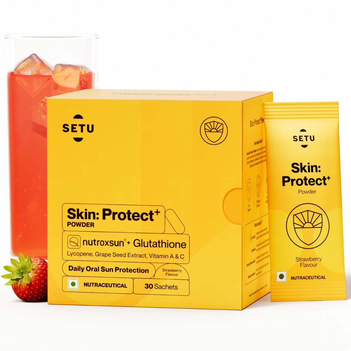 Setu Skin Protect - First Drinkable Sunshield with Plant Based NutroxSun® & Glutathione for Advanced Sun Protection | Boosts UV Tolerance, Reduces Pigmentation & Photoaging