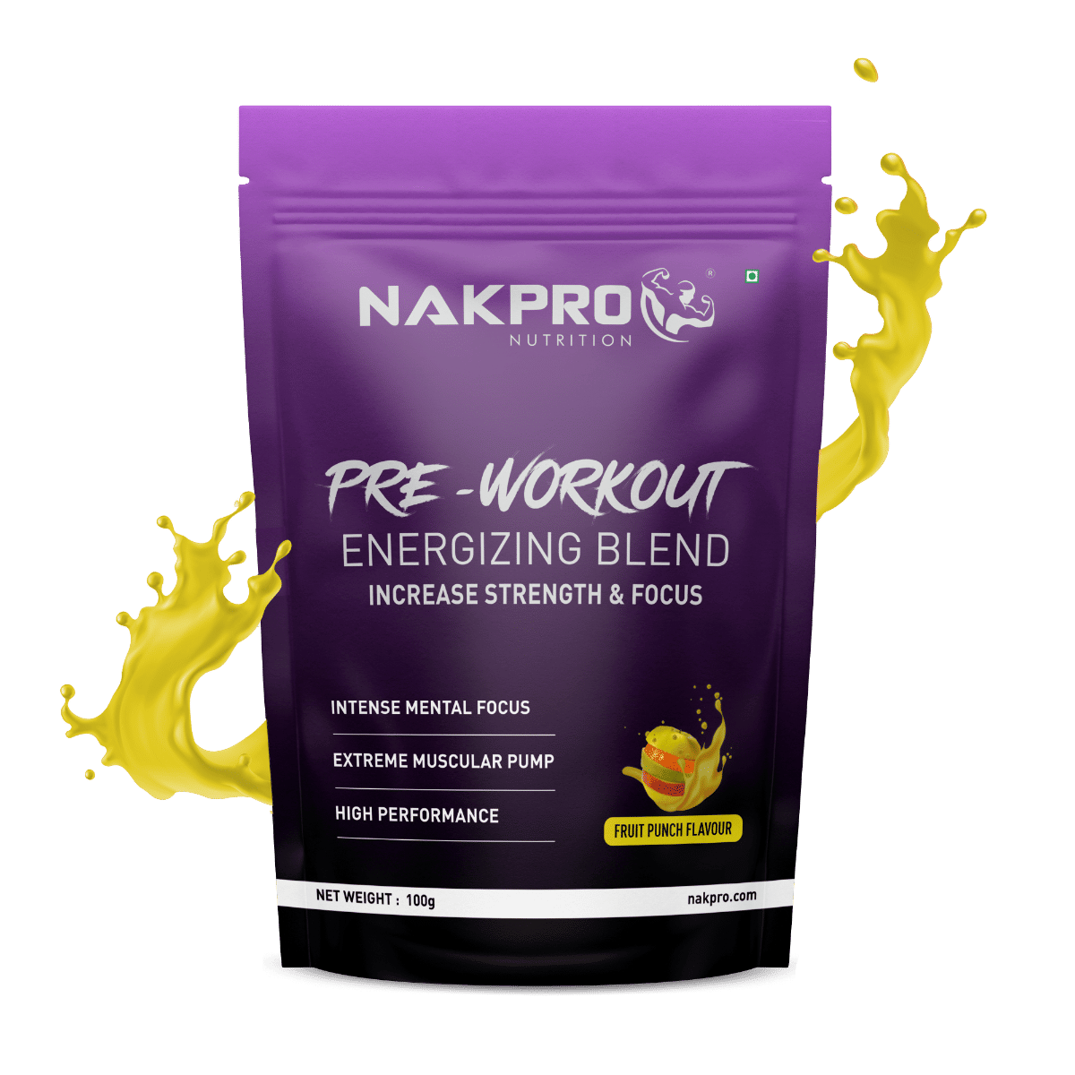 

Nakpro Pre Workout Supplement with 100mg Caffeine, 1200mg Creatine Monohydrate and 1200mg Citrulline | Helps in Lean Muscle Building, Improves Work...