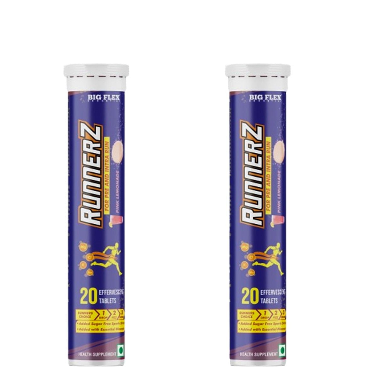 

Bigflex Runnerz For Pre & Intra Run, Engineered Vitamins & Minerals Supplement For Endurance & Energy (Pink Lemonade) (Pack of 2)