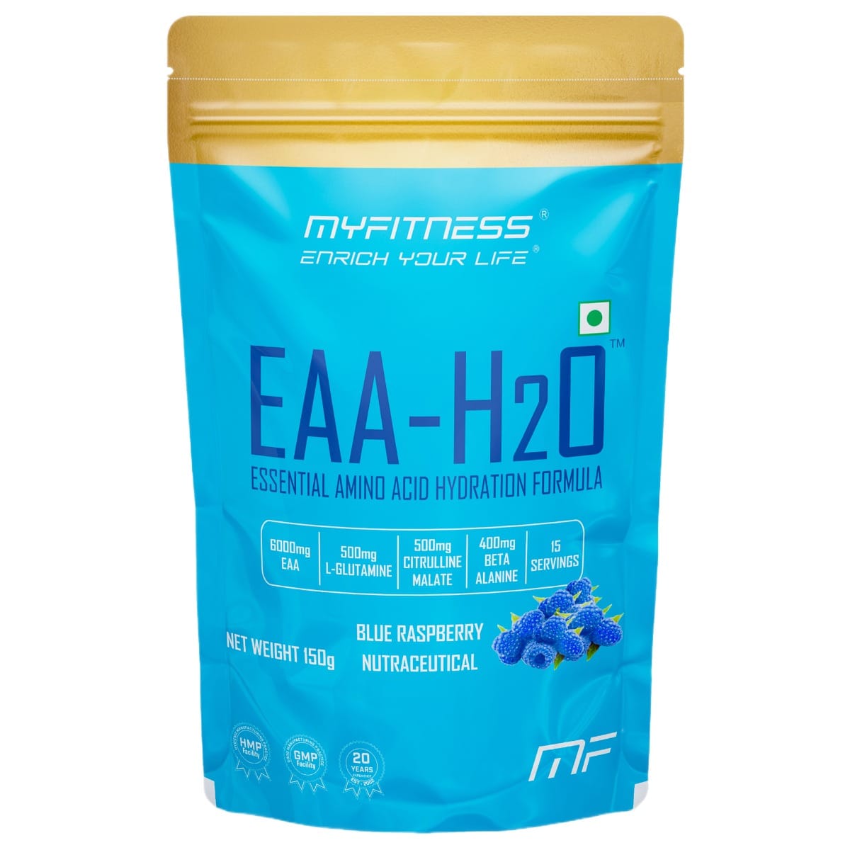 MYFITNESS EAA H2O | 6000mg EAA | 850mg Electrolyte Blend | 500mg L-Glutamine | 500mg Citrulline Malate | 400mg Beta Alanine | 200mg Taurine | EAA Supplement Powder | 150g