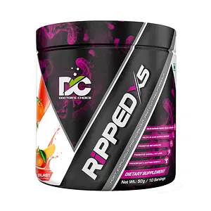 DC DOCTOR'S CHOICE Pre Workout RIPPED - X5 Most Explosive Pre Workout For Strength and Support, with CLA, Natural caffeine, L-carnitine, Burn Calories Faster (Orange Mango Blast)