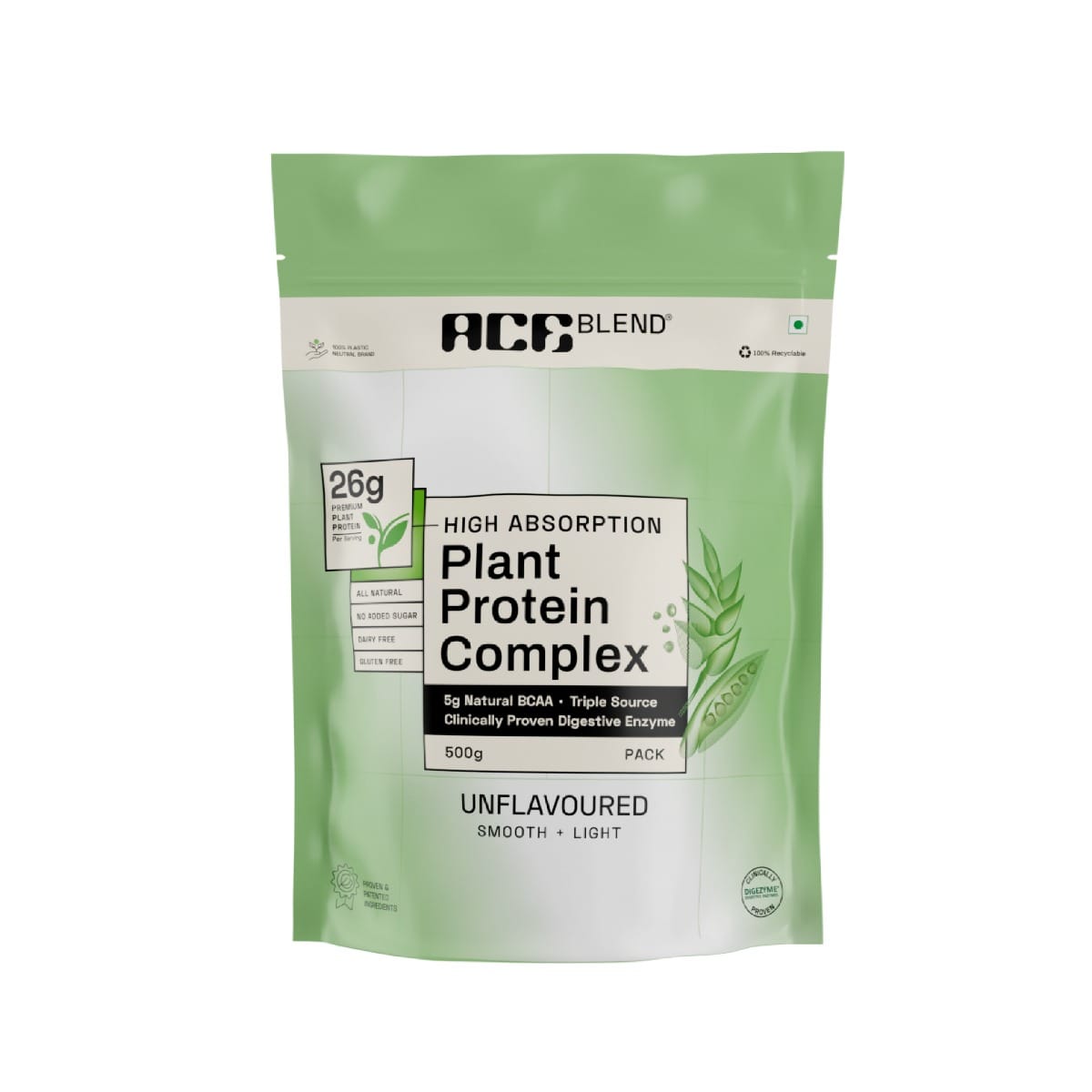 Ace Blend Plant Protein Complex | 26G Protein / Serving | Unflavoured | Golden-Split Pea , Canadian Brown Rice, Indian Lentil Protein | DigeZyme | 100% Gut Friendly-image-12