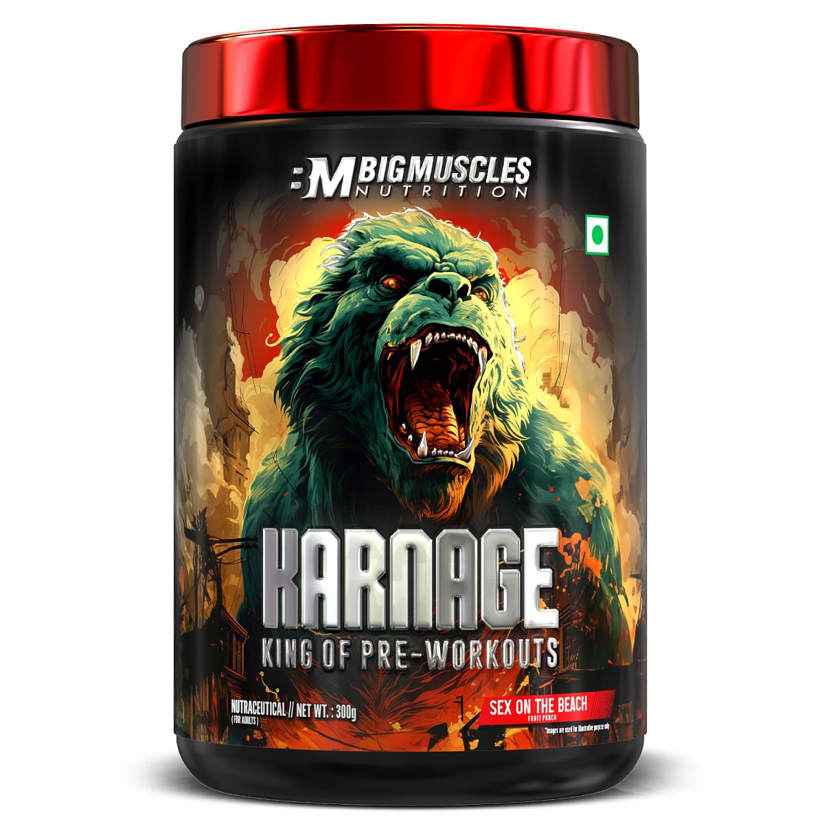 

Bigmuscles Nutrition Karnage Pre workout (60 Servings, Sex On the Beach) | 300g