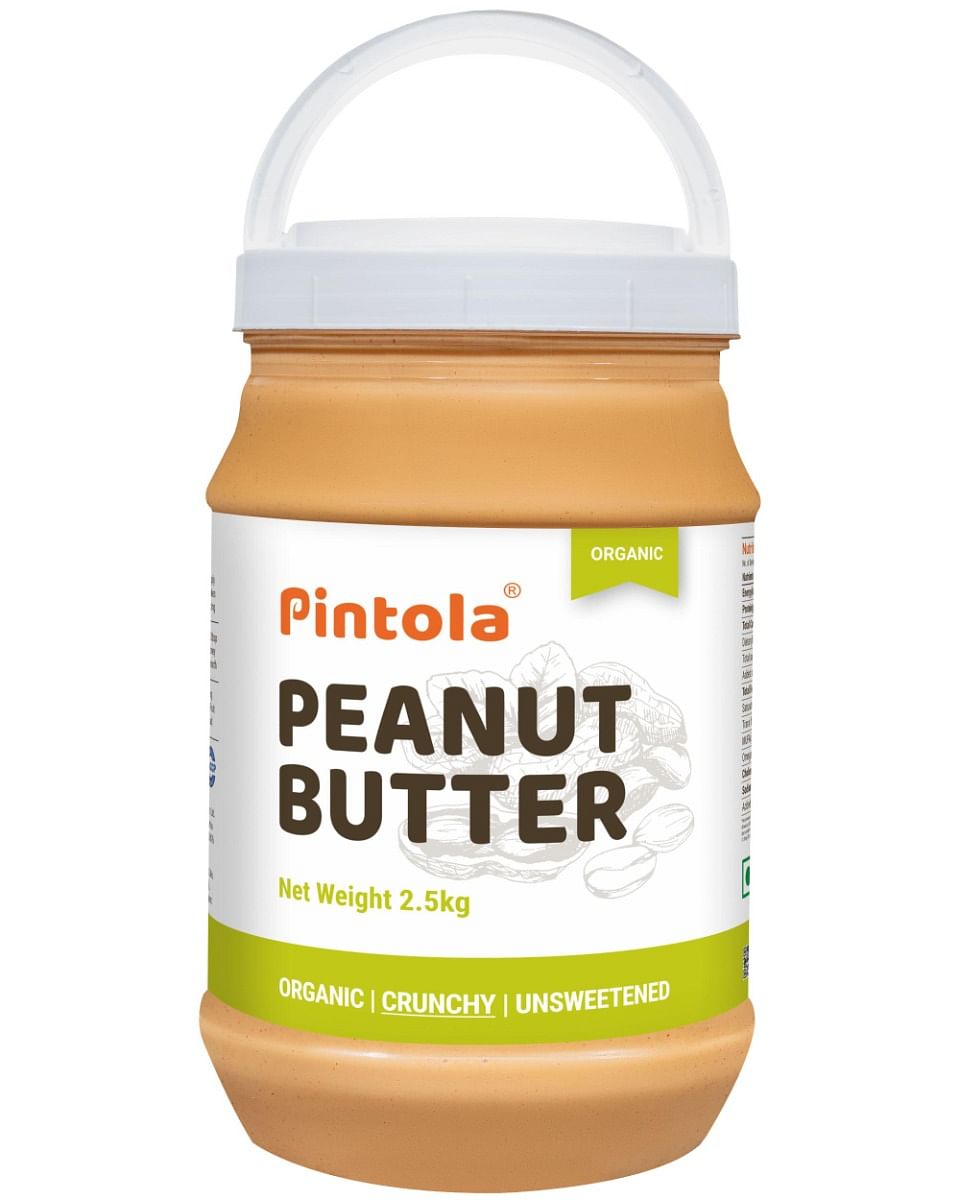 

Pintola Organic Peanut Butter High in protein & fiber | Naturally Gluten-Free, Zero Added Sugar, Zero Cholestrol |Unsweetened, Crunchy, 2.5kg