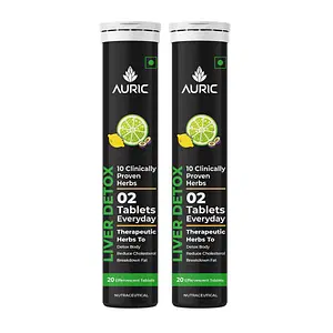 Auric Liver Detox Effervescent Fizzy Water with 10 Ayurvedic Herbs Clinically Researched Therapeutic Ingredients Drop, Dissolve, Fizz, Drink