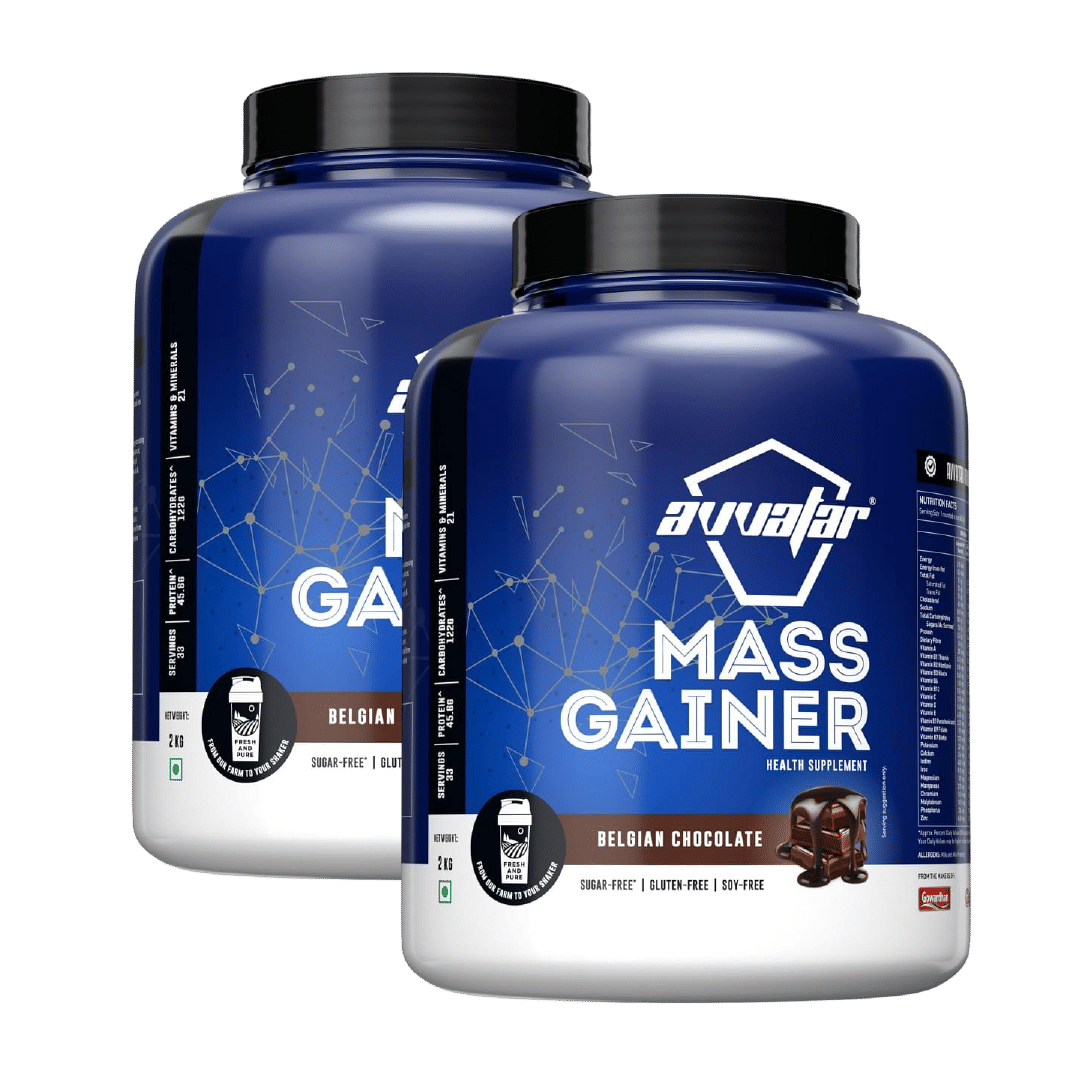 

Avvatar Mass Gainer 2Kg | Belgian Chocolate | 33 Servings | Sugar Free | Gluten Free | Soy Free Pack Of 2
