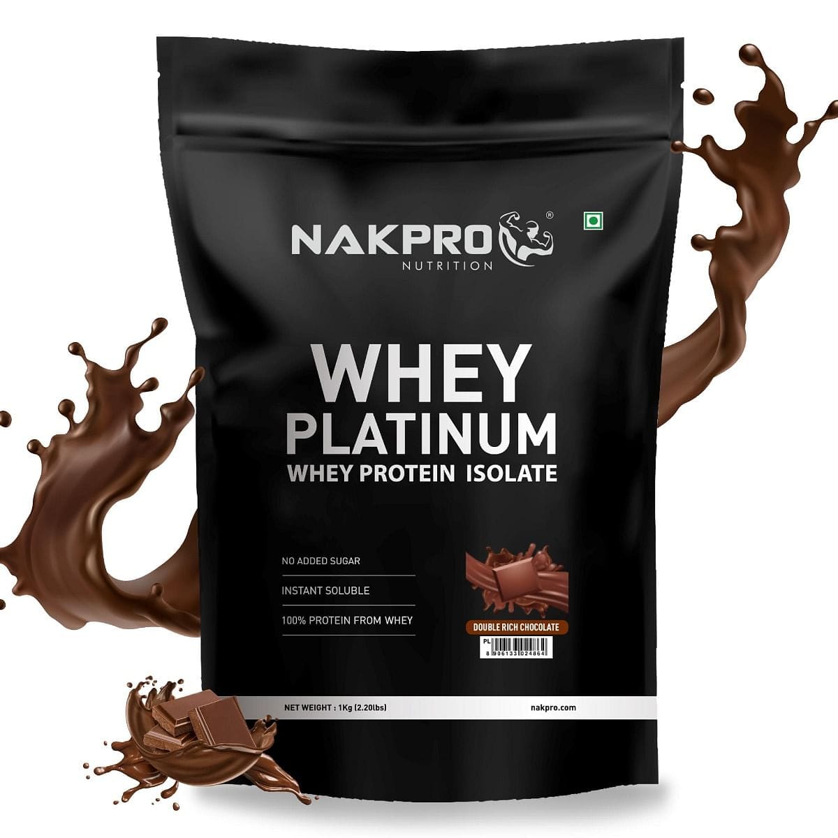 NAKPRO Platinum Whey Protein Isolate 1kg Double Rich Chocolate