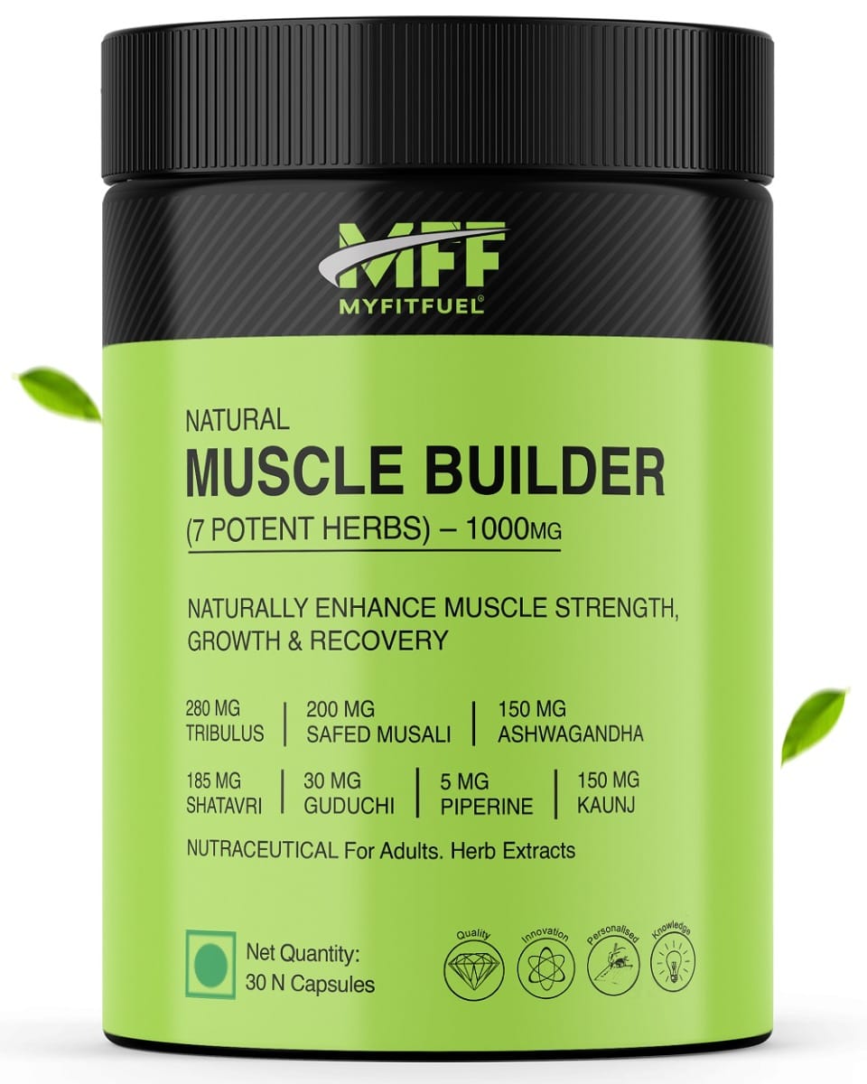 

MyFitFuel Natural Muscle Herbs (7 Herbs) 1000mg (30 Capsules). Enhance Muscle Strength, Growth & Recovery. Tribulus Terrestris, Ashwagandha, Shatav...
