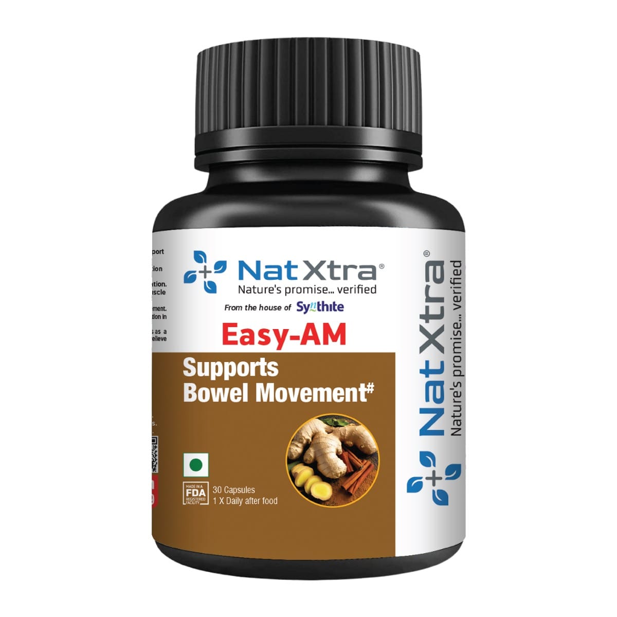 

Natxtra Easy AM | Daily Digestive Detox | Supports Gut Motility, Relieves Bloating & Balances Microbiome for a Healthy Start | 30 Veg Capsules