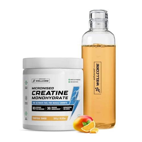 Wellcore Pure Micronised Creatine Powder With Glass Bottle For Enhanced Muscle Strength With Rapid Absorption | Creatine Monohydrate | Wellcore Creatine Flavoured - 307g-image-8