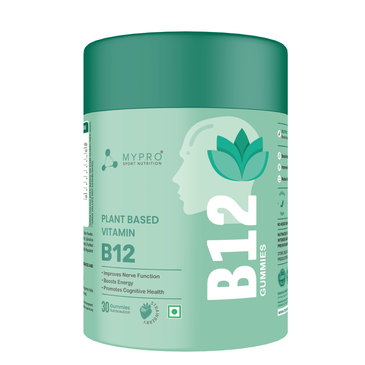 Mypro Sport Nutrition Plant Based Vitamin B12 Gummies | With Moringa, Amla Spirulina With 9 Herbals Extract |Nervous System Support | Boosts Energy | for Men & Women Strawberry Flavour-image-18