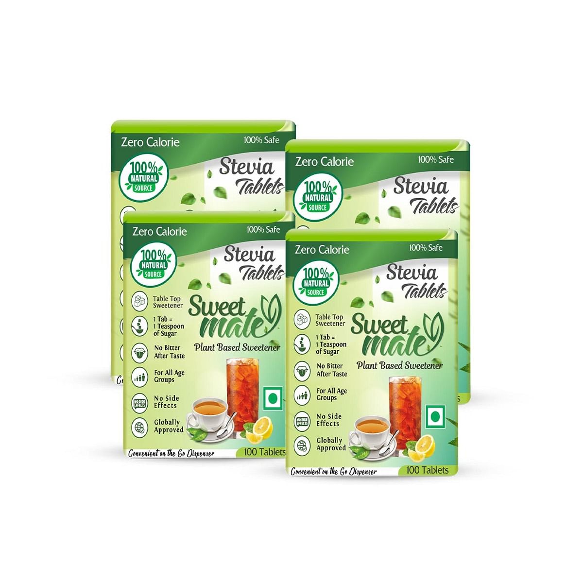 

Sweetmate Stevia Tablets (100 Tabs., Pack 4) - 100 Servings/Pack | Plant Based 100% Natural Sweetener | Sugar Free | Diabetic Friendly | Zero Calor...