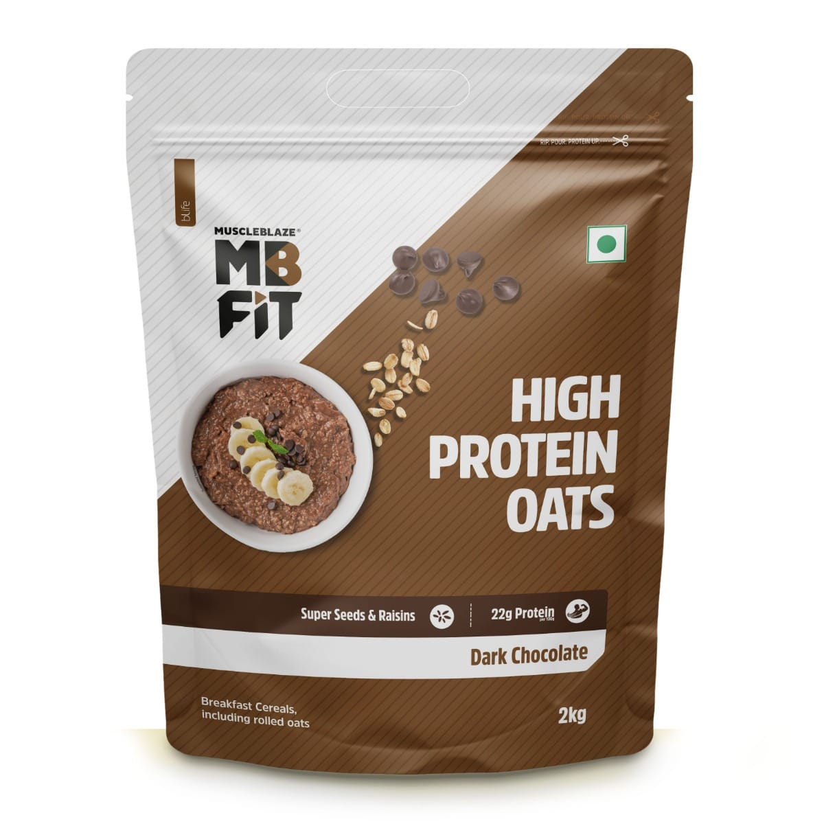 

MuscleBlaze Fit High Protein Oats | 22g Protein | Breakfast Cereals for Weight Management (Dark Chocolate, 2kg)