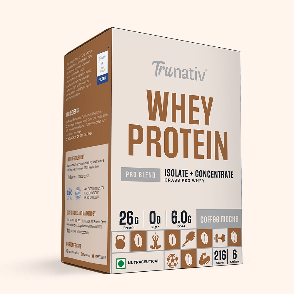 

Trunativ Pro Blend Whey Protein | Coffee Mocha | 26g Protein & 6g BCAA per Serving | Grass-Fed Isolate & Concentrate| Lab Tested for Purity & Accur...