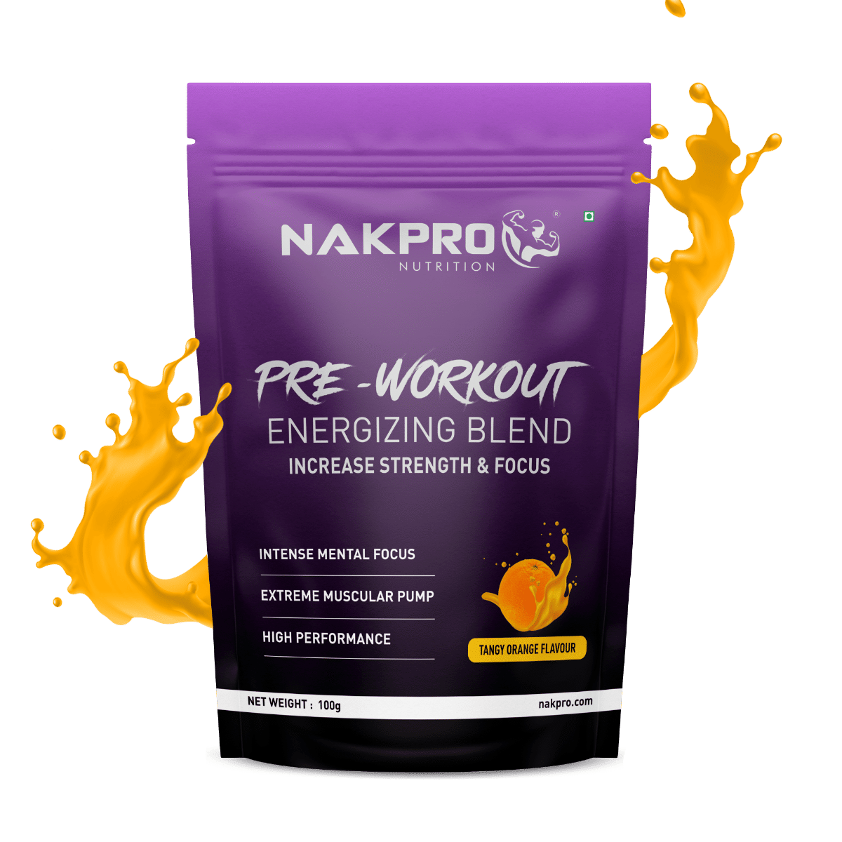 

Nakpro Pre Workout Supplement with 100mg Caffeine, 1200mg Creatine Monohydrate and 1200mg Citrulline | Helps in Lean Muscle Building, Improves Work...