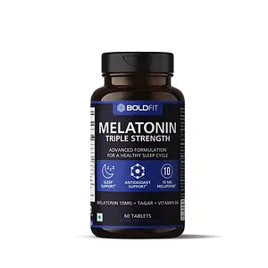 Boldfit Melatonin 10mg Sleeping Pills for Deep Sleep with Tagara 125mg for Men & Women - Sleeping Aid Pills - Melatonin Tablets for Men,Women For Sleep, Immunity & Antioxidant Support