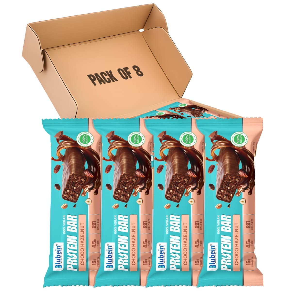 

Blubein 15g Plant Protein Bars | Choco Hazelnut | Lactose-Free | 4.5g High Fibre | No Preservatives | No Added Sugar (Pack of 8)