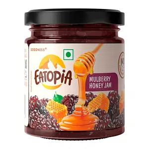 Eatopia Mulberry Sugar Free Honey Jam in Fresh with 70g of Real Fruit Pieces & 30% Wild Honey | 100% Pure & Natural with No Artificial Chemicals/Preservatives | Healthy Good for Gut Health