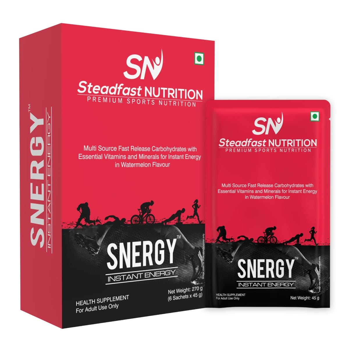 Steadfast Nutrition Snergy | Instant Energy & Hydration | Essential Vitamins & Minerals | Energy Drink & Pre workout Supplements for Men & Women | 45g per Sachet| Watermelon Flavour-image-40