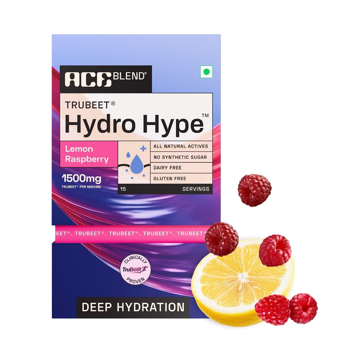 

Ace Blend Hydro Hype™ 15 sachets - Lemon Raspberry | Proven To Increase Energy & Blood Flow | Instant Hydration | Full-Spectrum Electrolytes | 100%...