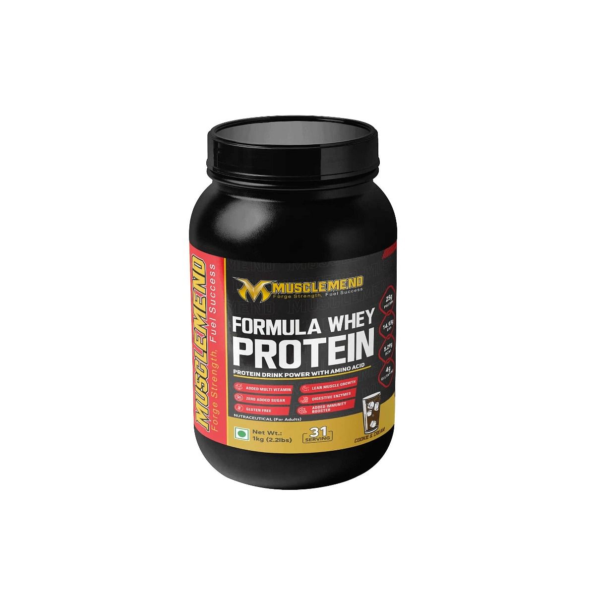 

MUSCLEMEND FORMULA WHEY PROTEIN | High Protein Powder (Cookies & Cream) 1kg