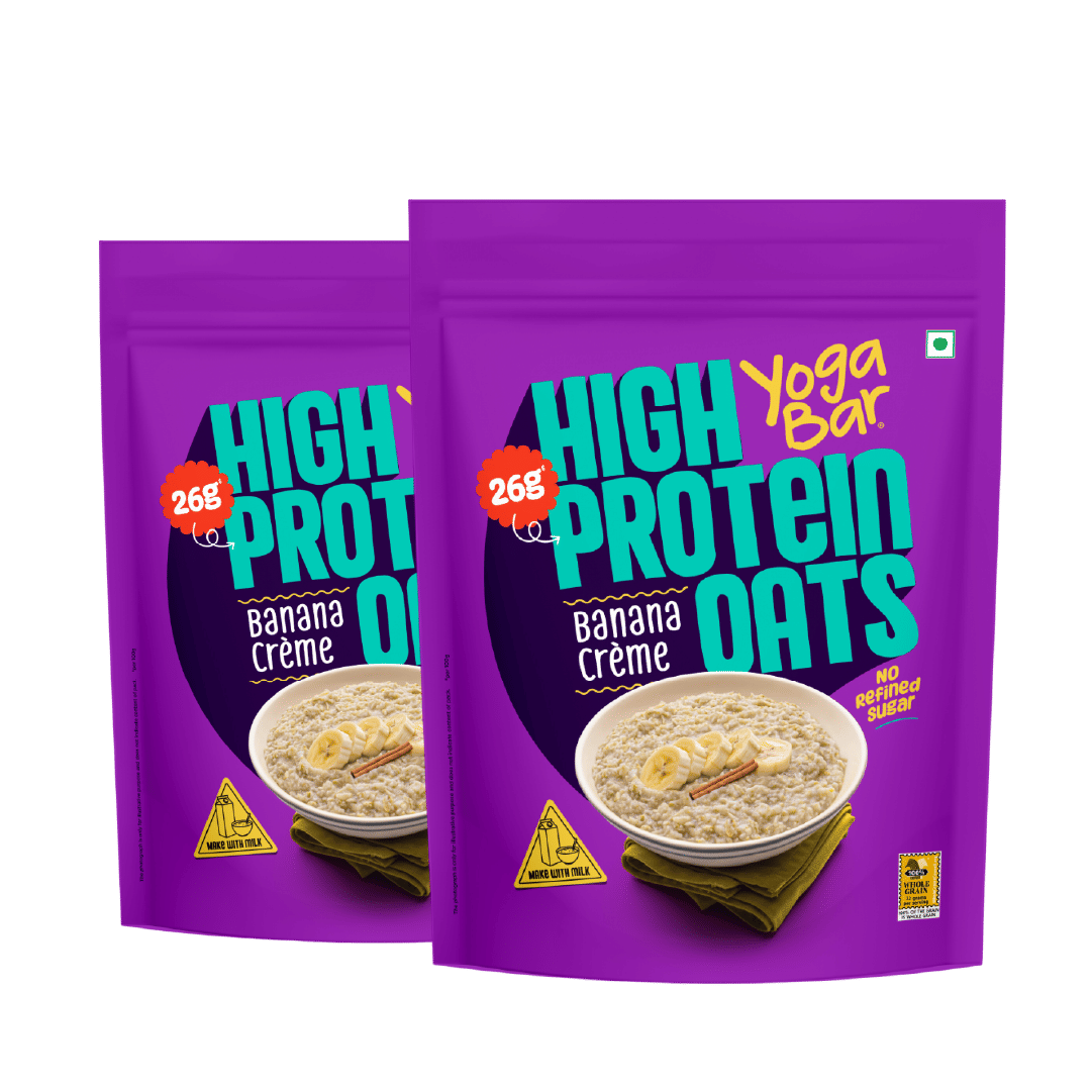 

Yogabar High Protein Oats Banana Creme | 26g Protein per 100g | No Refined Sugar | 1kg Resealable Pack (Pack of 2)