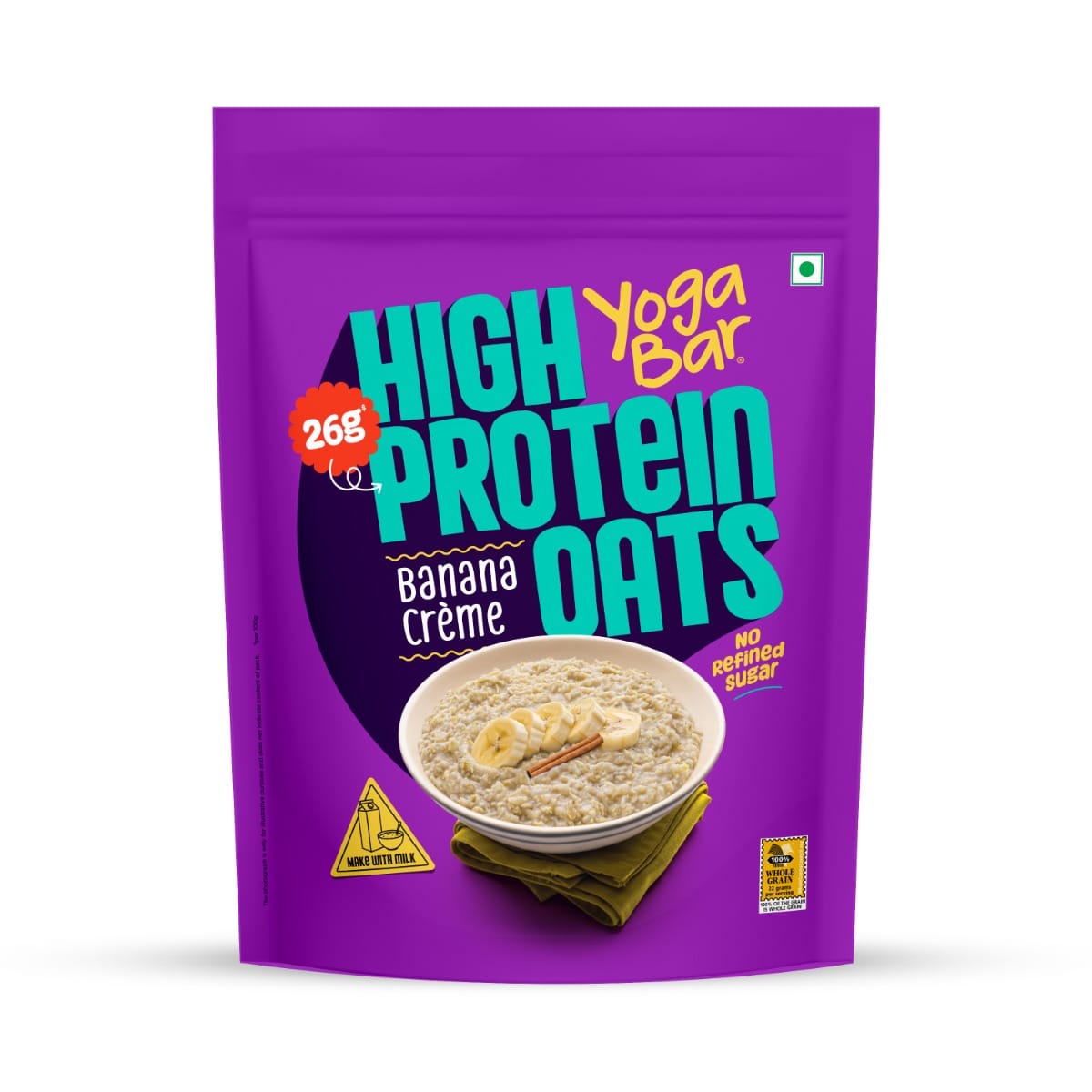 

Yogabar High Protein Oats Banana Creme | 26g Protein per 100g | No Refined Sugar | 1kg Resealable Pack (Pack of 1)
