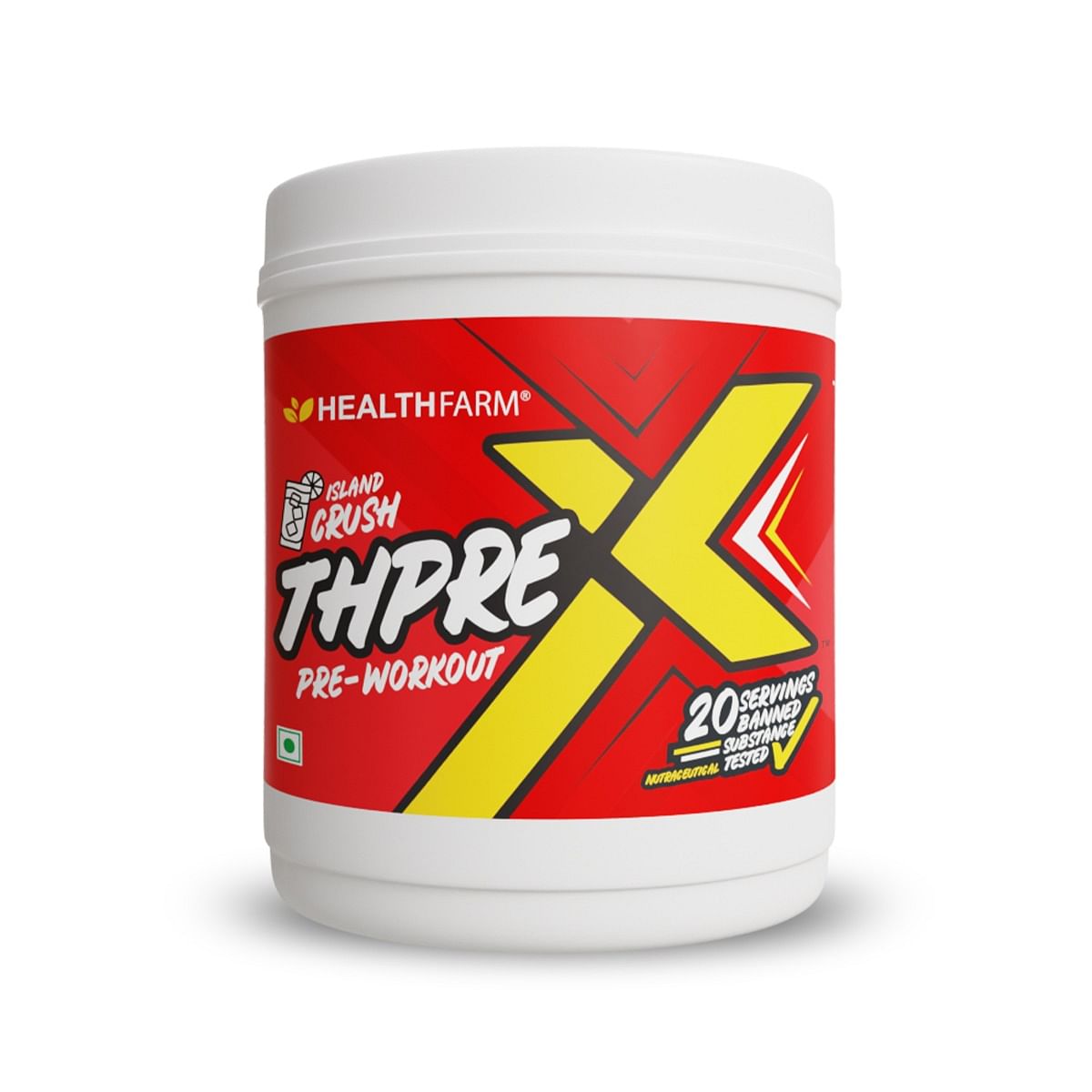 

Healthfarm ThPre Workout Powder| Sports Nutrition Supplement for Men & Women - For Working Out, Hydration, Mental Focus & Energy (Island Crush, 250g)
