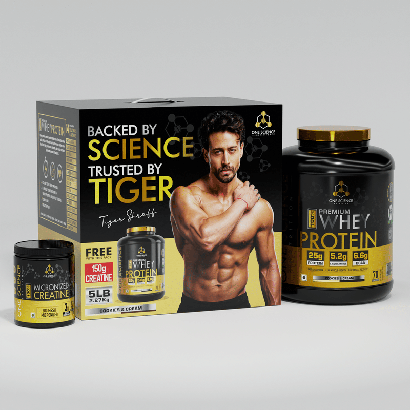 

One Science Nutrition Whey Protein Combo | 25g Protein/Scoop, Gluten Free | Lean Muscle Gain, Strength & Faster Recovery | Free 150g Creatine Inclu...