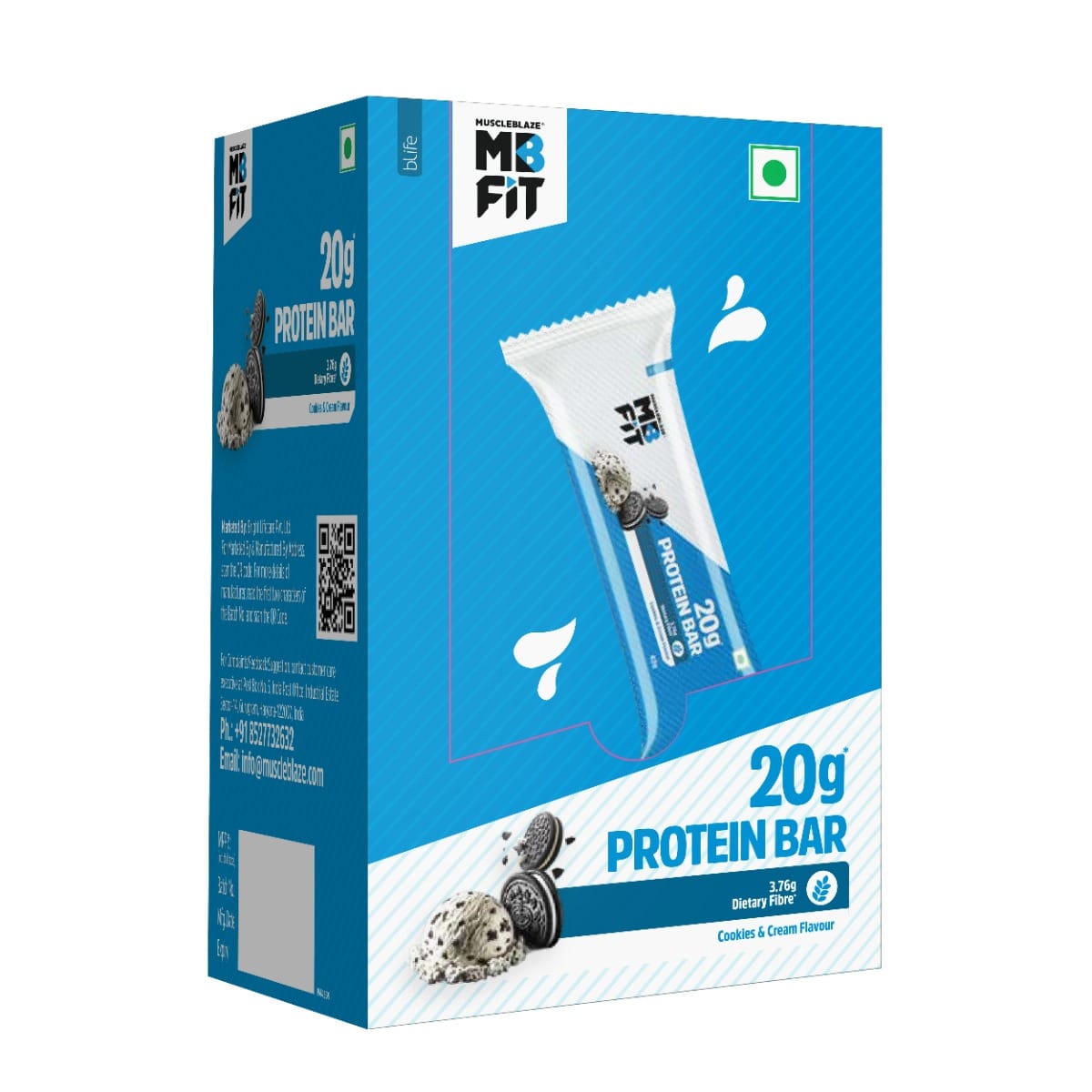 

MuscleBlaze 20g Protein Bar | Protein Blend, Healthy Protein Snacks | For Energy & Fitness (Cookies & Cream, Pack of 6)