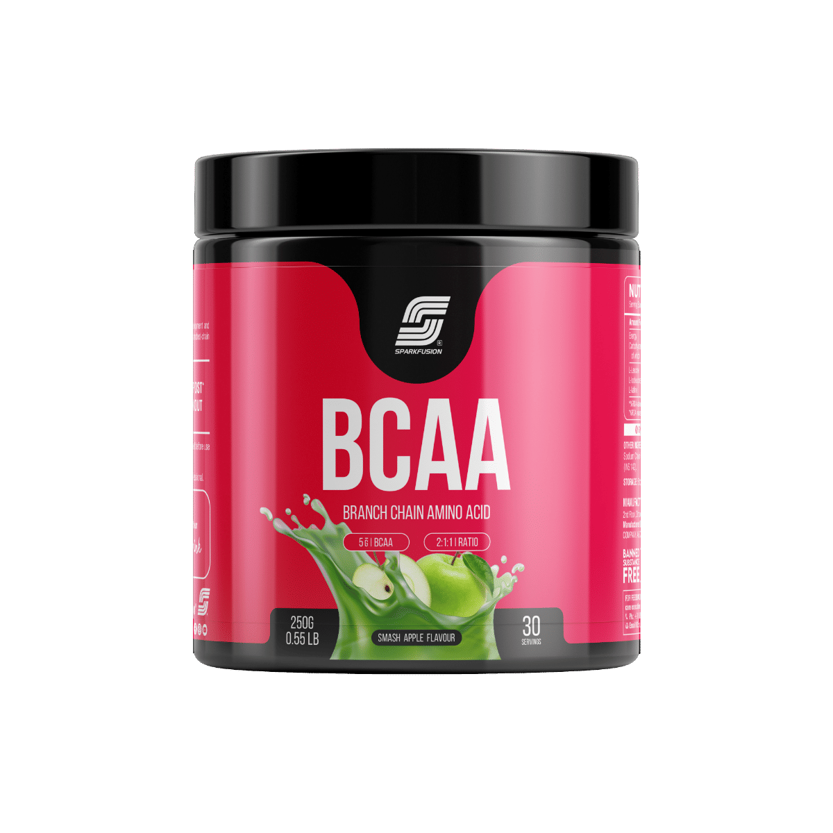 

Sparkfusion BCAA Pure-Amino -250 gm (50 Servings) With Complete Ratio of 2:1:1 for Recovery & Performance Boost,Energy Powder (Smash apple)