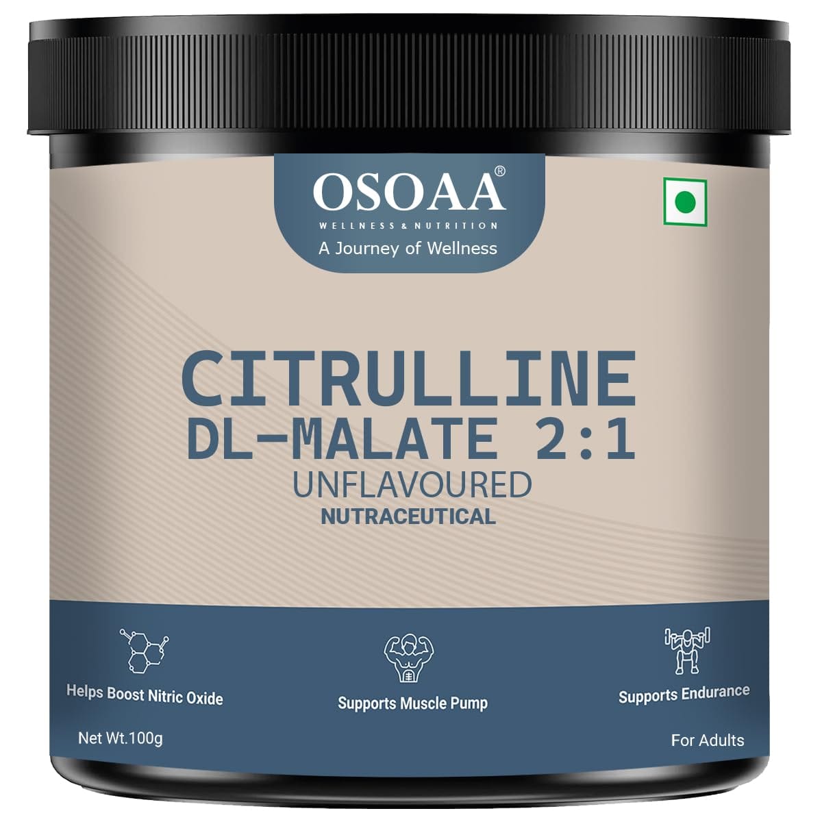 

OSOAA Citrulline Malate 2:1 Pre Workout Amino Acid Powder Nitric Oxide & Endurance Support Muscle Pump Performance Supplement 100g Unflavoured