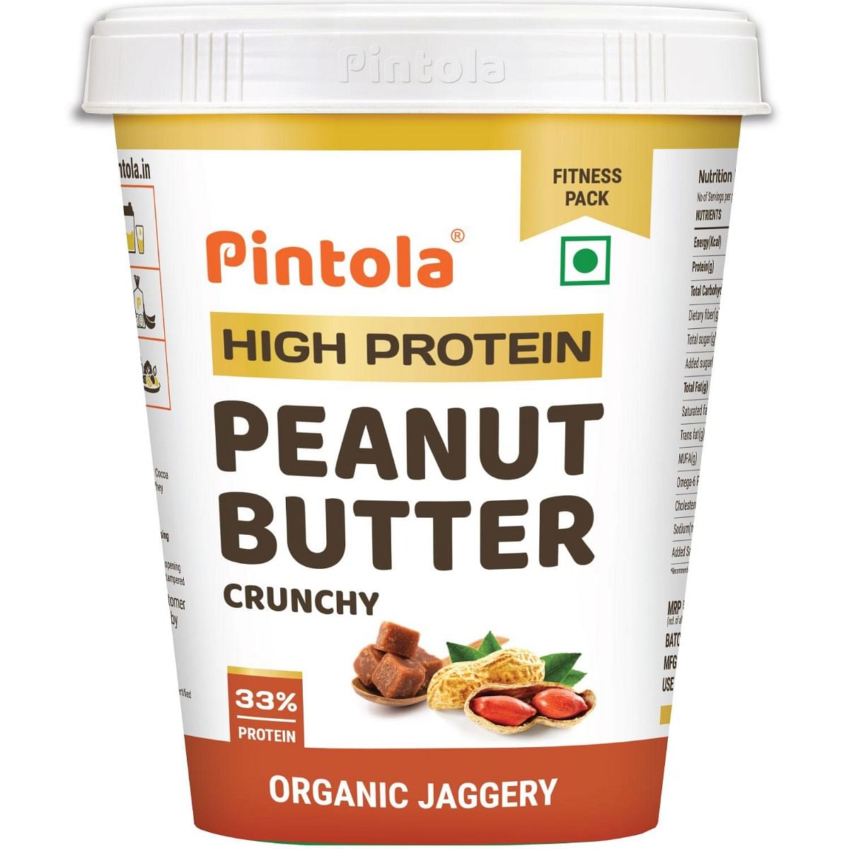 

Pintola HIGH Protein Peanut Butter jaggery Made with roasted peanuts, imported Whey protein and organic jaggery| Non GMO, Naturally Gluten Free | C...