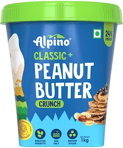 Alpino Classic Peanut Butter Crunch|  90% Roasted Peanuts | High Protein Peanut Butter Crunchy | Gluten-Free | Vegan