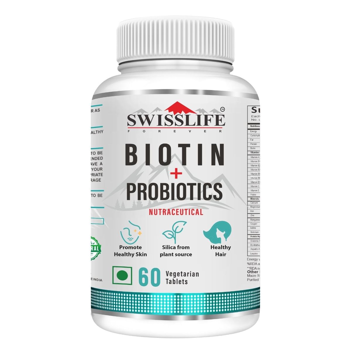 

SwissLife Forever Biotin with For Long & Thick Hair Growth, Glowing Skin & Longer Nails | For Men And Women - (Pack Of 60 Tablets)